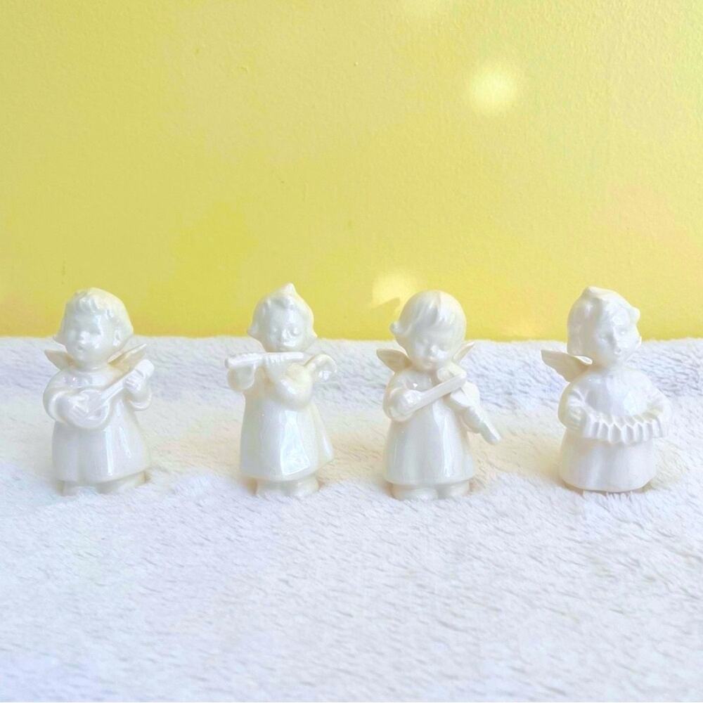 4 Vtg 50s GOEBEL Angels Figurines Porcelain Musicians Instruments W. Germany